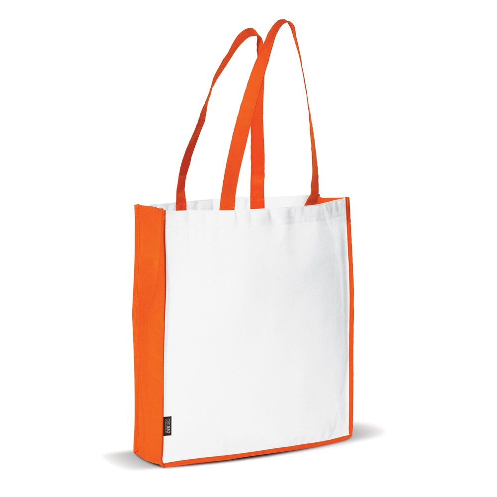 Tragetasche Non-Woven 75g/m² - Weiss / Orange